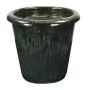 Pot de fleurs ELVORN en terre cuite, émaillé, dégradé de couleurs, vert jade, 44 cm, Ø 47 cm