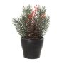 Arrangement artificiel de sapin et de gaultheria NIAM, pot décoratif, vert-rouge, 14cm, Ø8cm