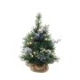 Arbre de Noël artificiel CEDO, sac en jute, pommes de pin, baies, LEDs, vert-argenté, 45cm