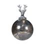 Boule de Noël NUMI en verre, Cerf, argent antique, Ø10cm