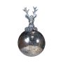 Boule de Noël NUMI en verre, Cerf, argent antique, Ø8cm