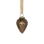 Suspension de Noël pomme de pin NUMI en verre, brun antique, 8cm