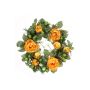 Couronne de fleurs artificielles de pivoine SOLANI, pin, orange, Ø15cm