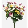 Pensée artificielle NORHA sur tige, blanc-violet-jaune, 30 cm