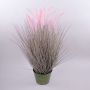 Touffe d'herbe artificielle OVIDIO, panicules, pot en zinc, vert-rose, 100cm