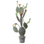 Figuier de Barbarie artificiel LEODORA avec fleurs, pot décoratif, vert-orange, 120cm