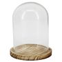 Cloche en verre DANILLA avec socle en bois marbré, transparente, 14,5cm, Ø11,5cm