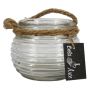 Bougeoir en verre PERBA rainuré, avec anse, transparent, 9 cm, Ø 11,5 cm