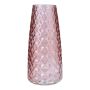 Vase à fleurs AMALFRIED à motif losange, verre, vieux rose, 21 cm, Ø 10 cm