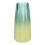Vase à fleurs AMALFRIED à rainures, en verre, bleu et jaune, 21 cm, Ø 10 cm