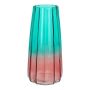 Vase à fleurs AMALFRIED à rainures, en verre, turquoise-rose, 21 cm, Ø 10 cm