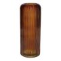 Vase en verre ALBURGIS rainuré, orange-marron-transparent, 25 cm, Ø 10 cm