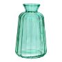 Bouteille décorative en verre TATIANA rainurée, turquoise-transparente, 11 cm, Ø 6,5 cm