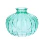Vase à fleurs ALFHARD, verre rainuré, turquoise transparent, 8,5 cm, Ø 10,5 cm
