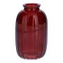 Bouteille SILVINA en verre, rainurée, rouge bordeaux transparent, 12 cm, Ø 7 cm