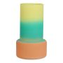Vase décoratif NULAILA, verre, jaune-turquoise-abricot-mat, 17 cm, Ø 10 cm