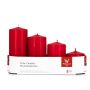 Bougies cylindriques pour couronne de l'Avent JENARO, lot de 4, de tailles différentes, rouges, 6 cm, 8 cm, 10 cm, 12 cm, Ø 5 cm - Fabriquées en Allemagne
