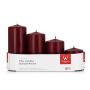 Bougies cylindriques pour couronne de l'Avent JENARO, lot de 4, de tailles différentes, bordeaux, 6 cm, 8 cm, 10 cm, 12 cm, Ø 5 cm - Fabriquées en Allemagne