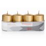 Couronne de l'Avent, bougies cylindriques JENARO, lot de 4, dorées, 8 cm, Ø 5 cm, 18 h - Fabriquées en Allemagne