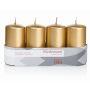 Bougies cylindriques pour couronne de l'Avent JENARO, lot de 4, dorées, 10 cm, Ø 5 cm, 23 h - Fabriquées en Allemagne