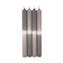 Bougies de table Dip Dye LISSITA, lot de 4, gris-gris argenté, 25 cm, Ø 2,3 cm, 11 h