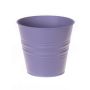 Pot à plantes rond MICOLATO avec rainures, zinc, lilas, 12cm, Ø13,5cm