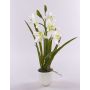 Cymbidium artificiel NALA, pot en terre cuite, crème, 50cm, Ø7-10cm