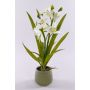 Orchidée Cymbidium artificielle NALA en pot en céramique, crème, 50cm