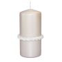 Bougie cylindrique festive JULIETTA avec anneau en soie, crème, 15 cm, Ø 7 cm, 63 h