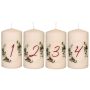 Bougies de l'Avent CHRISTOPHORUS avec impression photo de chiffres, lot de 4, crème et multicolores, 13 cm, Ø 6,8 cm, 52 h - Fabriquées en Allemagne