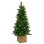 Faux sapin de Noël OMAHA SPEED DELUXE, pot en bois, LEDs, 135cm, Ø65cm