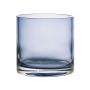 Photophore cylindre en verre SANSA EARTH, bleu-transparent, 11cm, Ø11,5cm
