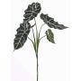 Alocasia Sanderiana en plastique MATHEA sur piquet, vert-blanc, 75cm