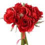 Bouquet de roses en soie ROSILA, rouge, 20cm, Ø15cm