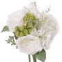 Bouquet de roses artificielles SIERRA, hortensia, echeveria, blanc, 25cm, Ø25cm