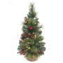 Petit sapin artificiel BUCAREST, sac de jute, décoré, LEDs, 80cm, Ø45cm