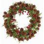 Couronne de cyprès artificielle TAVIL, pommes de pin, baies, vert-brun, Ø25cm