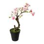 Arbre artificiel Bonzaï amandier OYOS en pot décoratif, avec des fleurs, rose, 26cm