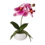 Fleur en plastique Orchidée Phalaenopsis KASDA, coupe en céramique, racines, rose fuchsia, 27cm