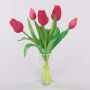 Bouquet de tulipes artificielles LEANA, rose fuchsia-vert, 30cm, Ø20cm