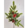 Branche décorative VARDALIA, sapin, baies, pommes de pin, rouge-vert, 75cm