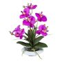 Composition florale artificielle d'orchidée Phalaenopsis HIKABU avec saule torsadé, pot en céramique, racines, lilas, 40cm