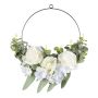 Anneau de fleurs artificielles de rose, d'hortensia et d'eucalyptus TREMO, blanc, Ø50cm