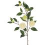 Branche de camélia artificielle YARINA avec fleurs, crème-vert, 75 cm