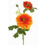 Branche de renoncule artificielle SAGARA, orange-vert, 45cm, Ø5-9cm