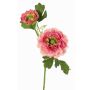 Branche artificielle de renoncule SAGARA, rose-fuchsia-vert, 45cm, Ø5-9cm