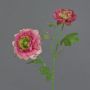 Branche artificielle de renoncule SAGARA, rose-fuchsia-vert, 45 cm, Ø 5-9 cm