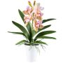 Orchidée Cymbidium en tissu BLORKE dans un cache-pot en mélamine, racines, vert-rose, 55cm