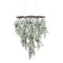 Couronne de plafond artificielle de cyprès DINSA avec des pommes de pin, givré, vert-blanc, 55cm