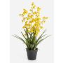 Fleur artificielle, orchidée Oncidium LAFILEA dans un pot décoratif, jaune, 100 cm